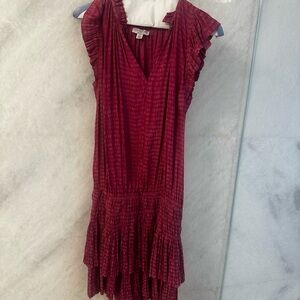 Current Air Red Ruched Mini Dress V-Neck Flutter Sleeves